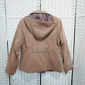 💟🤍Odyn✨️Pea Coat With Hood Tan NWT *XL